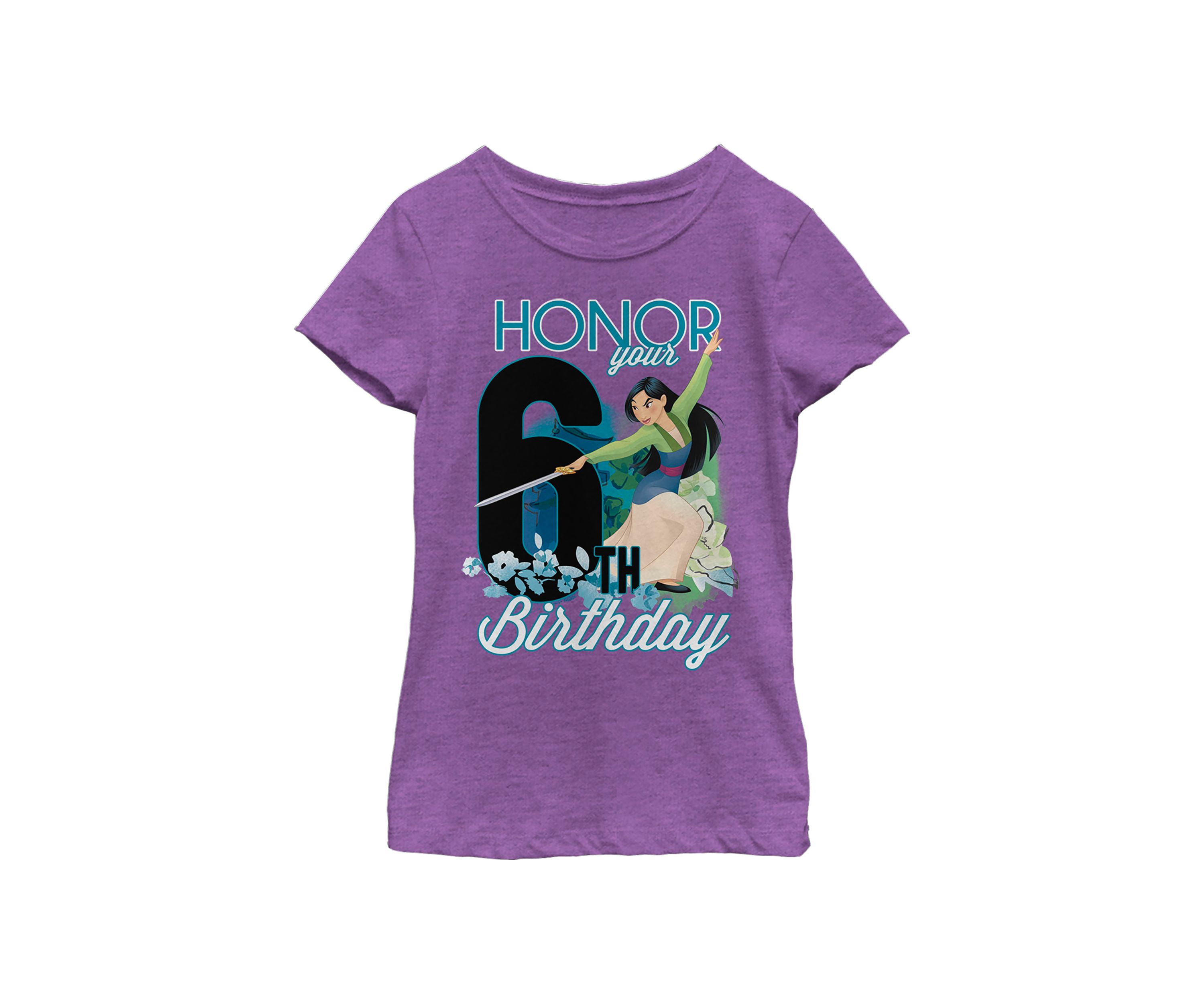 Girls 4-6x Mulan Six Birthday Graphic T-Shirt