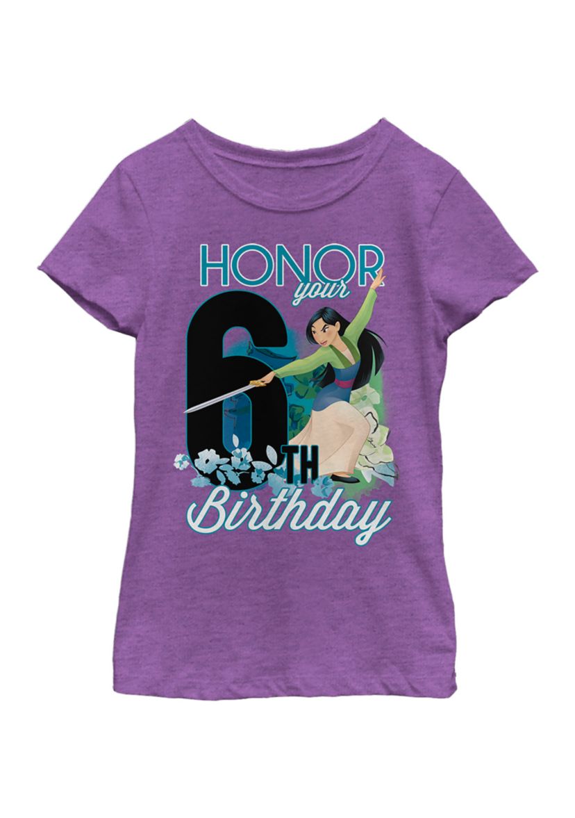 Girls 4-6x Mulan Six Birthday Graphic T-Shirt
