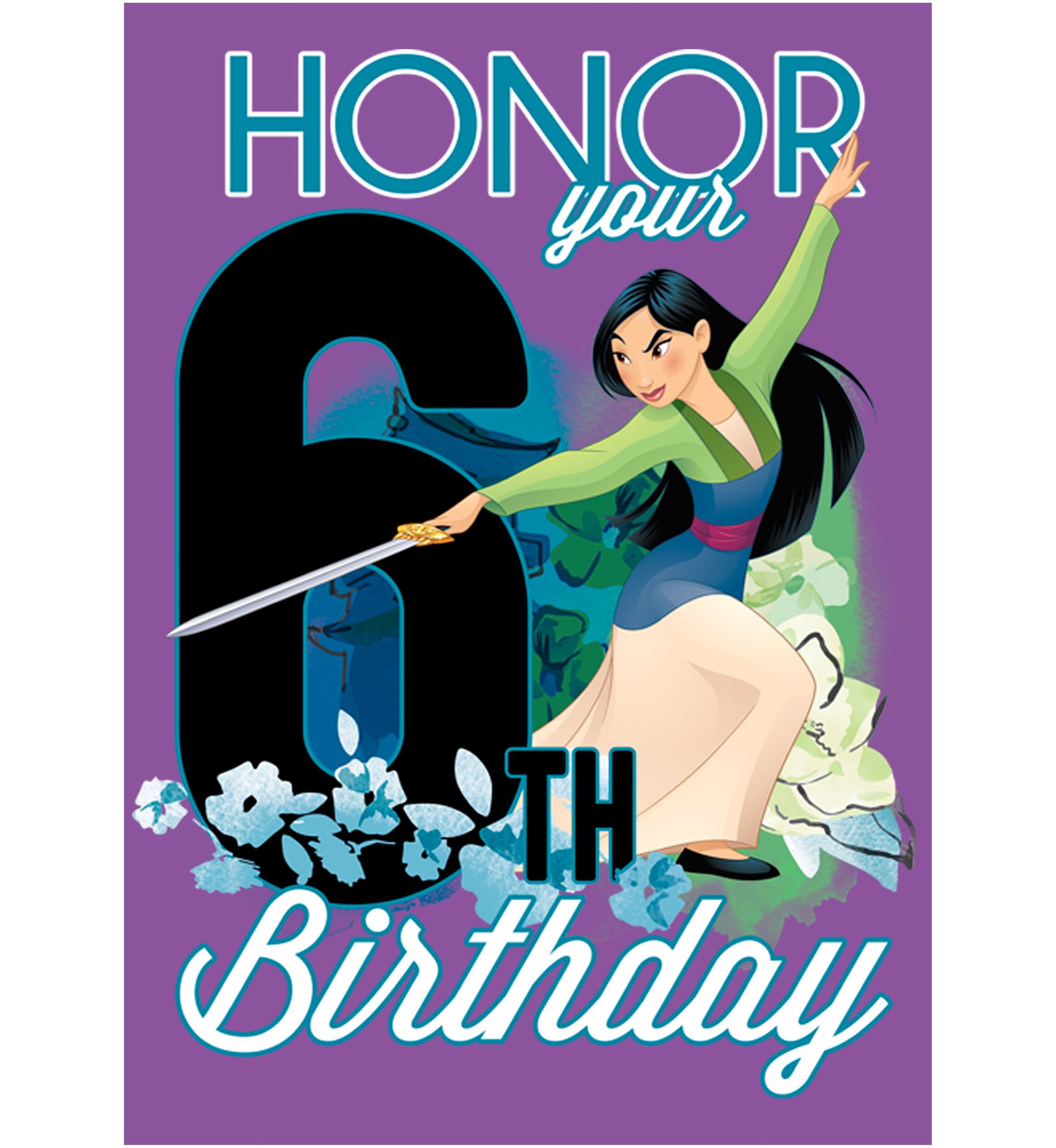 Girls 4-6x Mulan Six Birthday Graphic T-Shirt