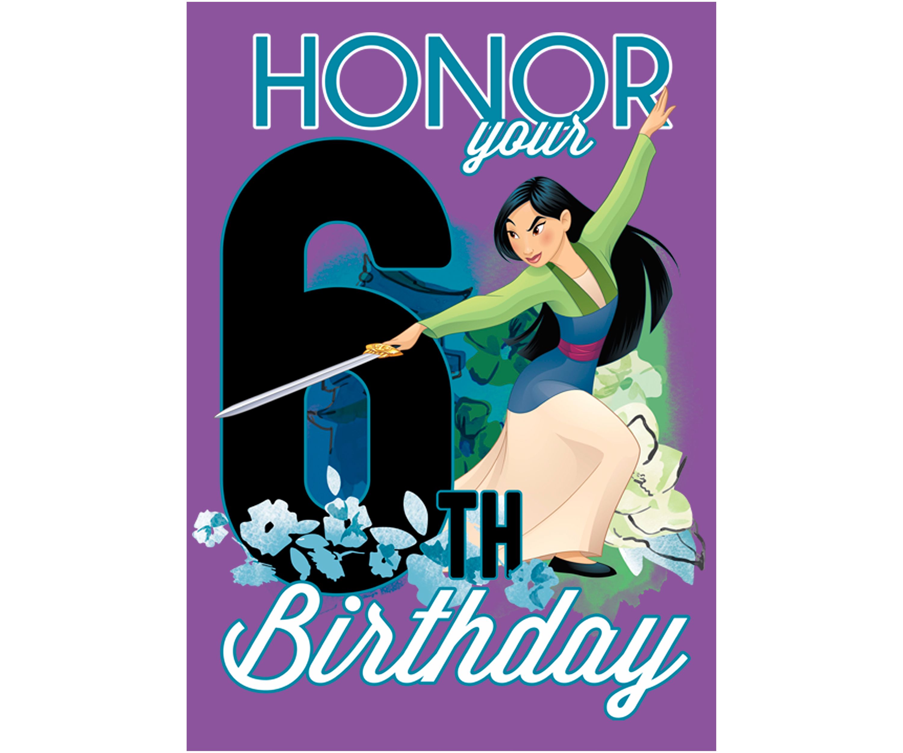 Girls 4-6x Mulan Six Birthday Graphic T-Shirt