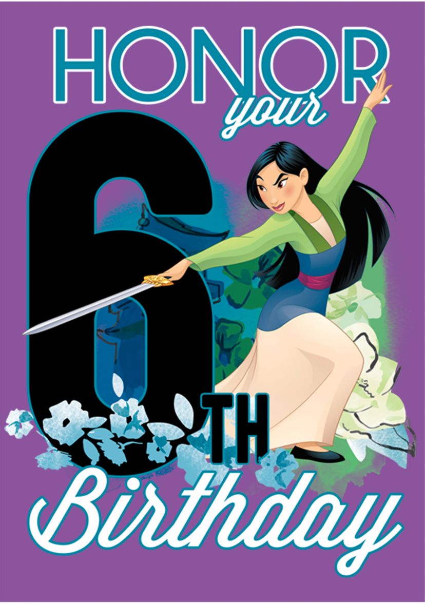 Girls 4-6x Mulan Six Birthday Graphic T-Shirt