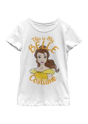 Disney Princess Girls 4-6x Belle Costume Graphic T-Shirt, White, Large
