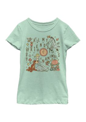 Disney Princess Girls 4-6x All My Friends Are Animals Redux Graphic T-Shirt, Mint, Small