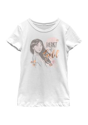 Disney Princess Kids Heart Of Gold Graphic T-Shirt, White, Small