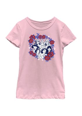 Disney Princess Kids Rose Badge Graphic T-Shirt, Pink