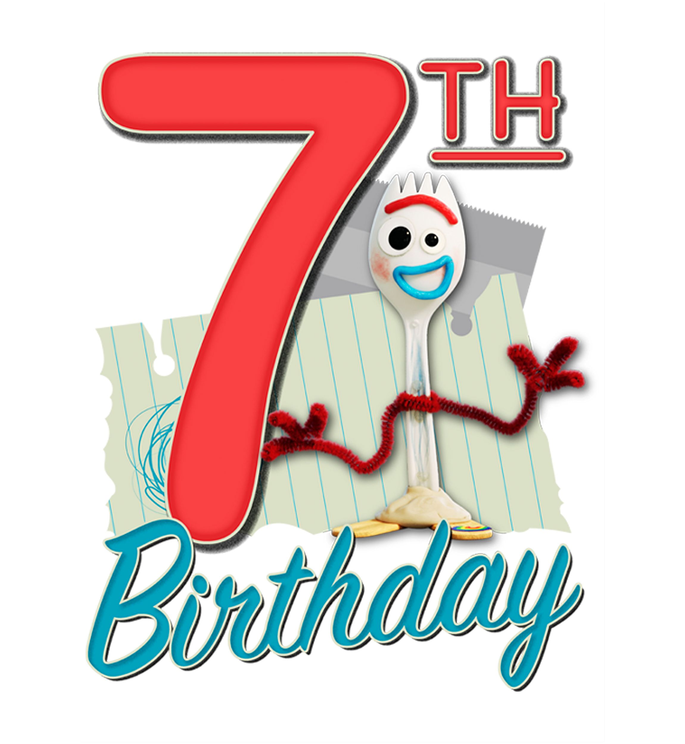 Girls 4-6x Forky 7th Birthday Graphic T-Shirt
