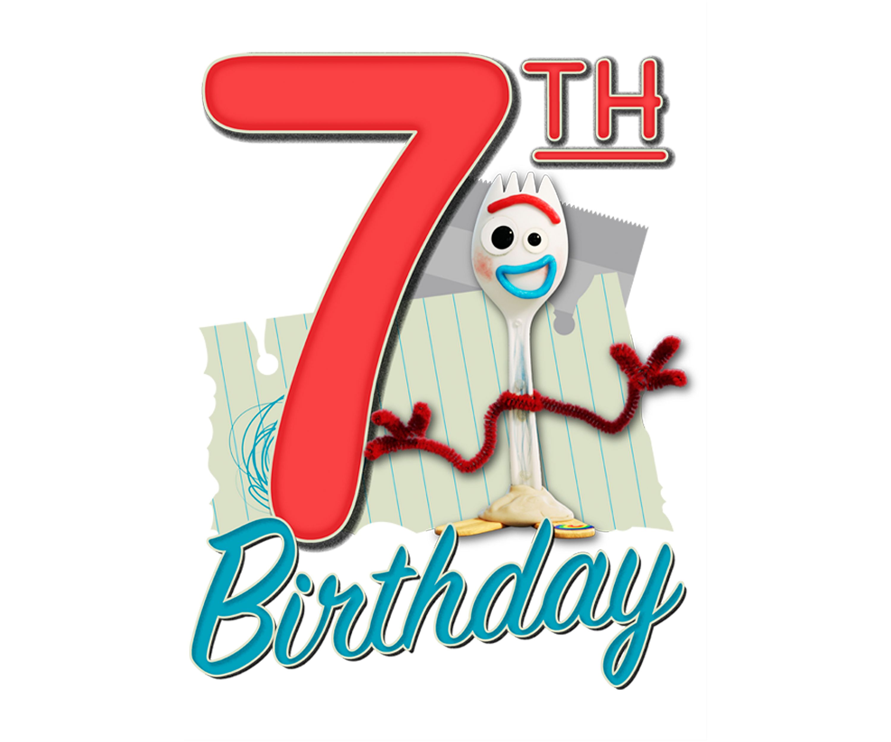 Girls 4-6x Forky 7th Birthday Graphic T-Shirt