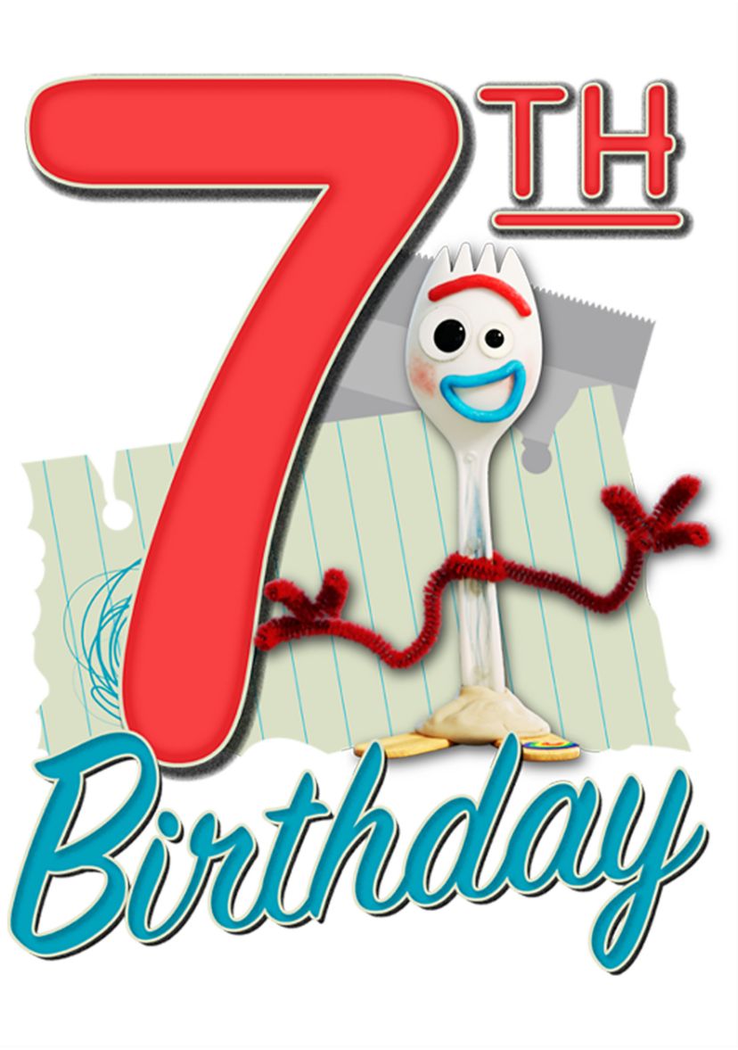 Girls 4-6x Forky 7th Birthday Graphic T-Shirt