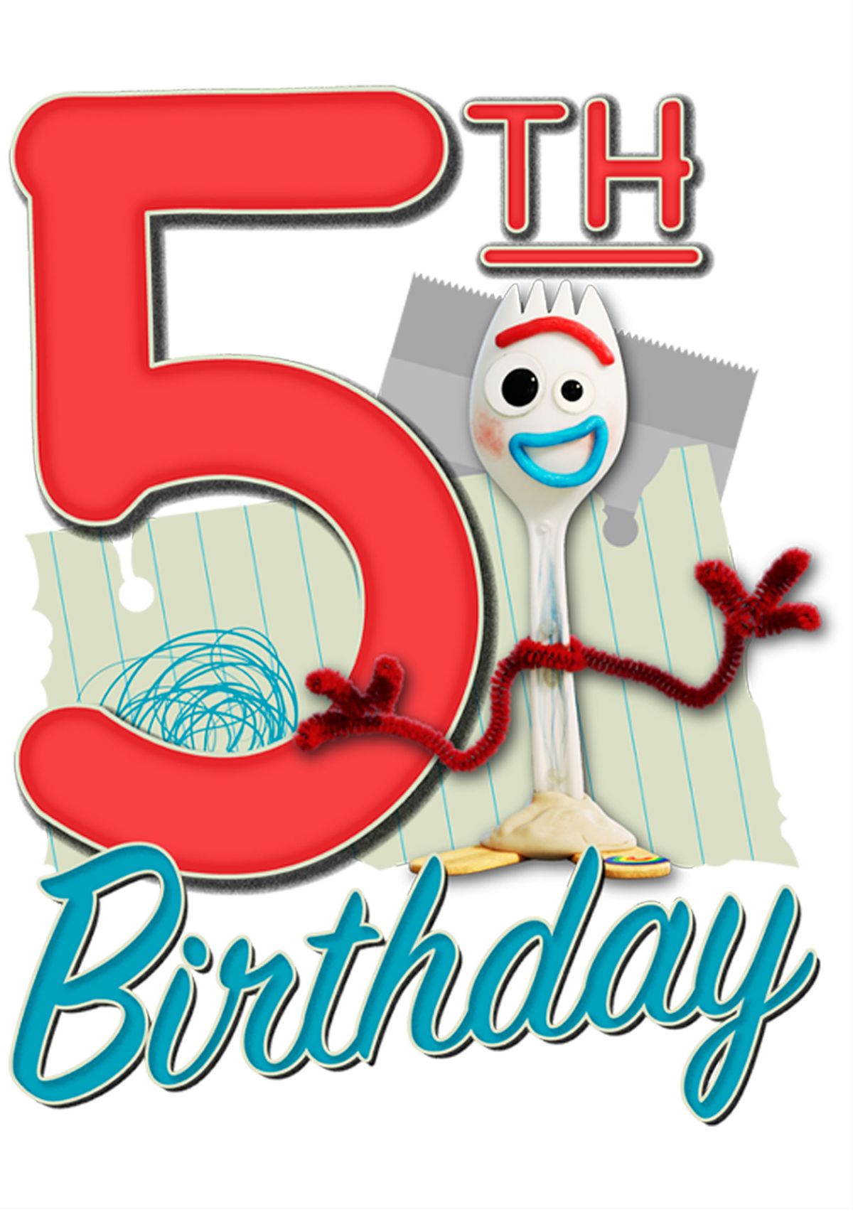 Girls 4-6x  Forky 5th Birthday Graphic T-Shirt