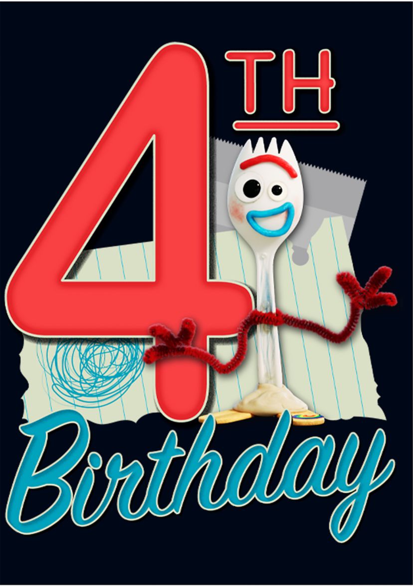 Girls 4-6x Forky 4th Birthday Graphic T-Shirt