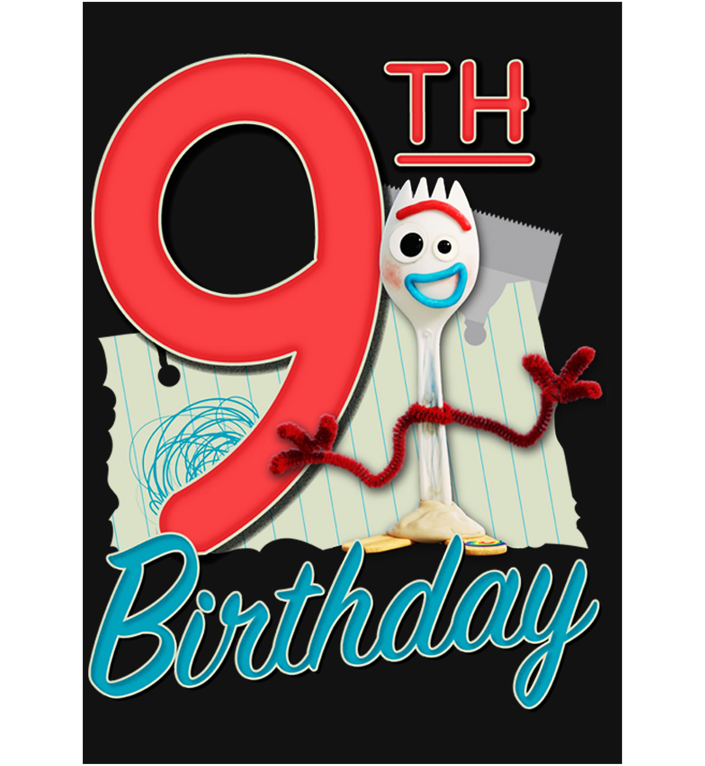 Girls 4-6x Forky 9th Birthday Graphic T-Shirt