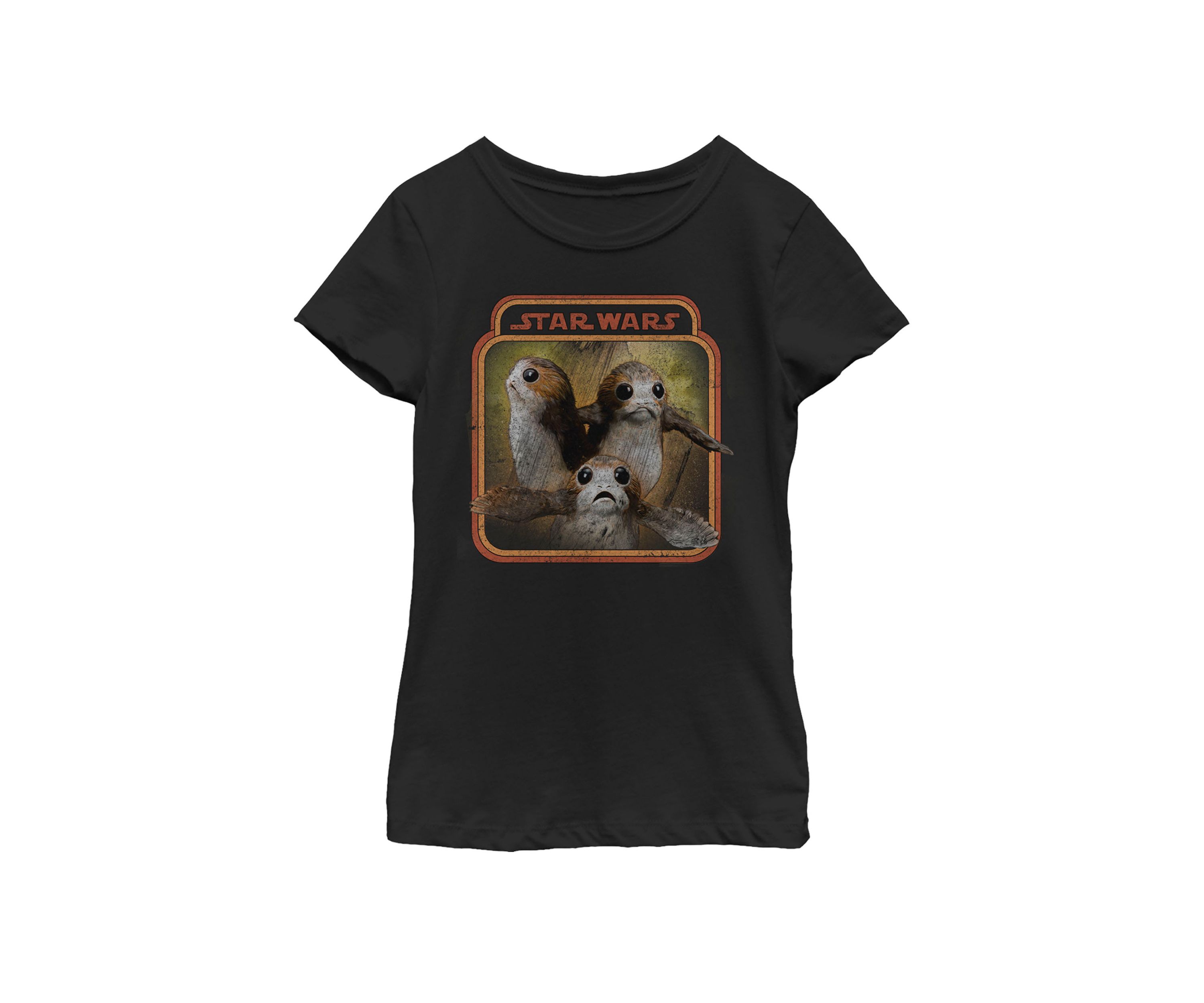 Girls 7-16 Last Jedi Porg Triplets Retro Box Short Sleeve Graphic T-Shirt