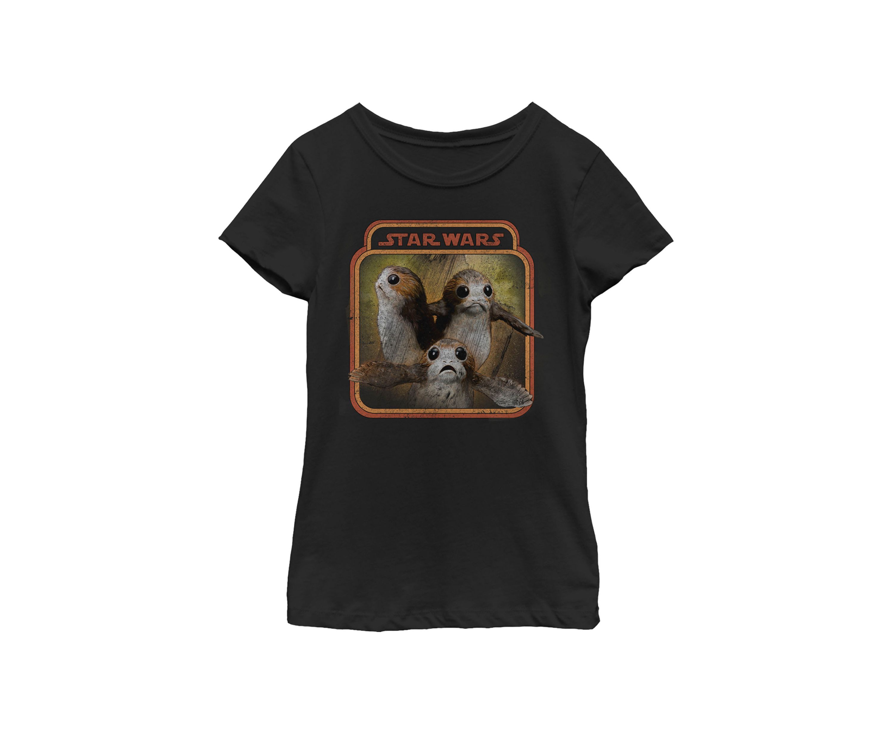 Girls 7-16 Last Jedi Porg Triplets Retro Box Short Sleeve Graphic T-Shirt 