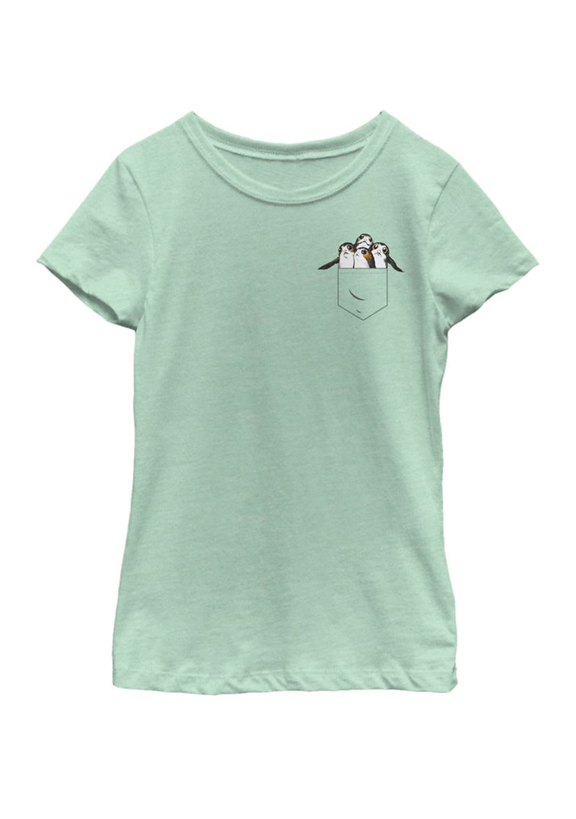 Girls 7-16 Last Jedi Porgs In My Pocket Short Sleeve Graphic T-Shirt