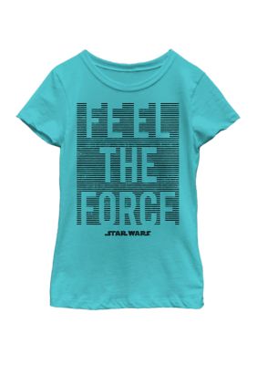 Star Wars Girls 7-16 Last Jedi Force Feels Lines Stamp Short Sleeve Graphic T-Shirt