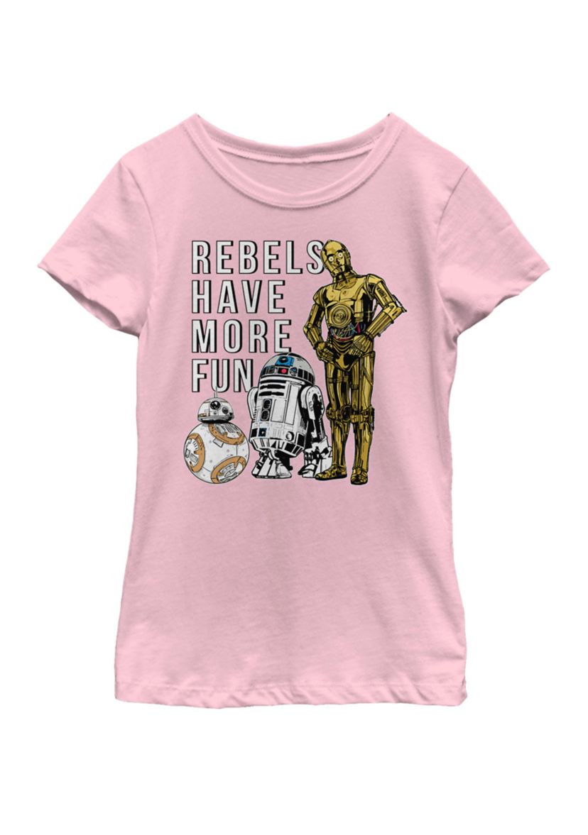 Girls 7-16 Rebels Have More Fun Droids Short Sleeve Graphic T-Shirt