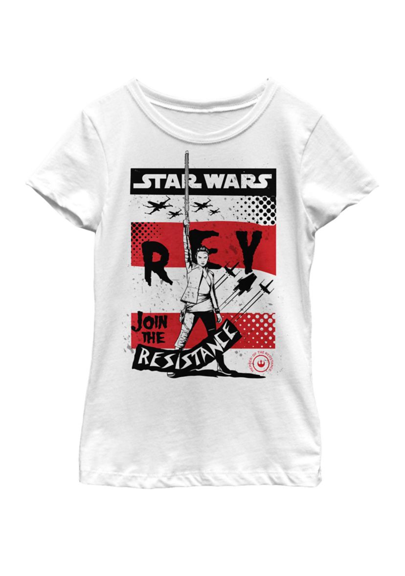 Girls 7-16 Last Jedi Rey Raised Resistance Short Sleeve Graphic T-Shirt