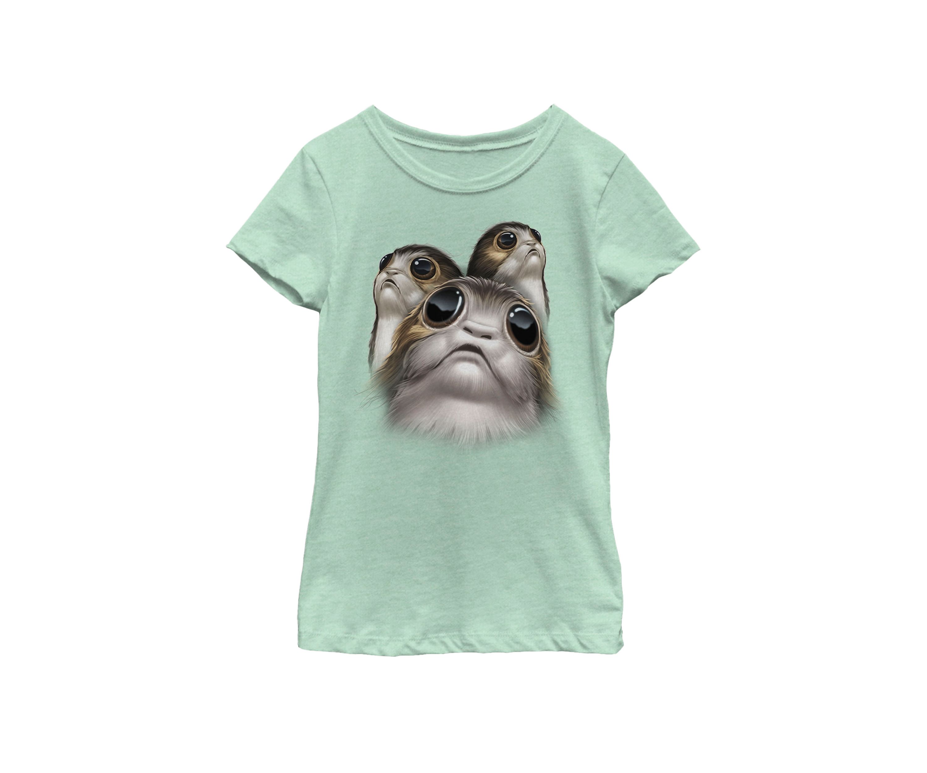 Girls 7-16 Last Jedi Porgs Big Eyes Cute Short Sleeve Graphic T-Shirt