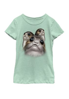 Star Wars Girls 7-16 Last Jedi Porgs Big Eyes Cute Short Sleeve Graphic T-Shirt