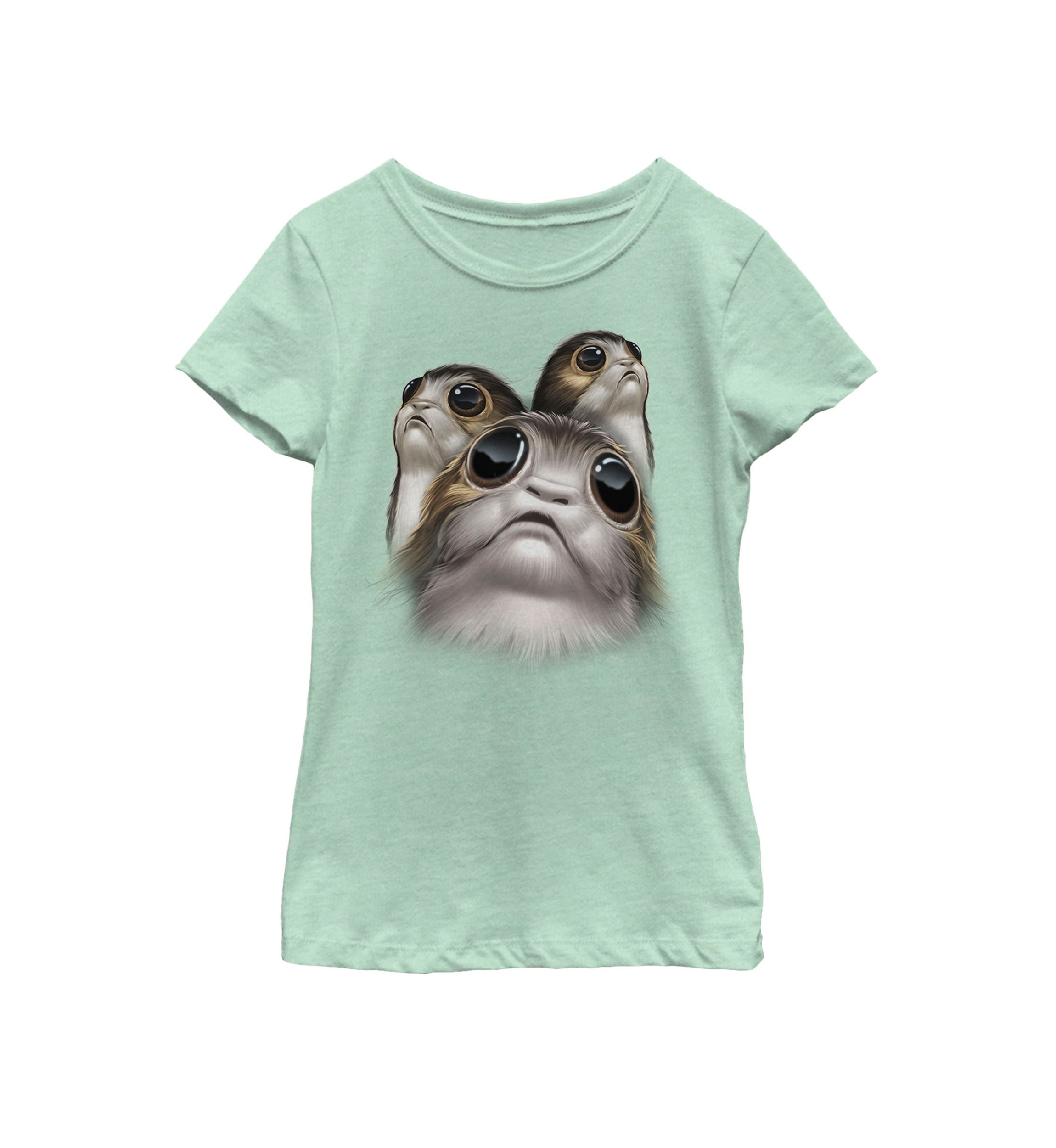 Girls 7-16 Last Jedi Porgs Big Eyes Cute Short Sleeve Graphic T-Shirt 