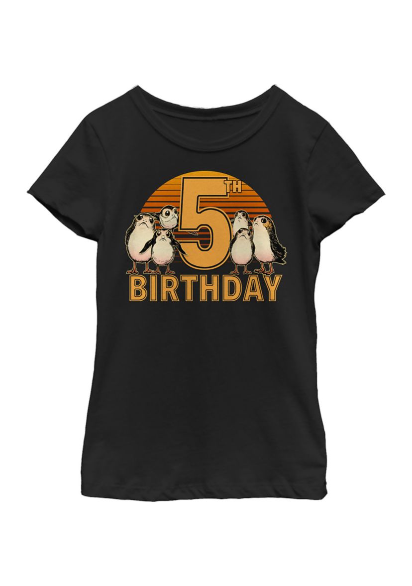 Girls 46x Star Wars 5th Birthday With Porgs Graphic Top