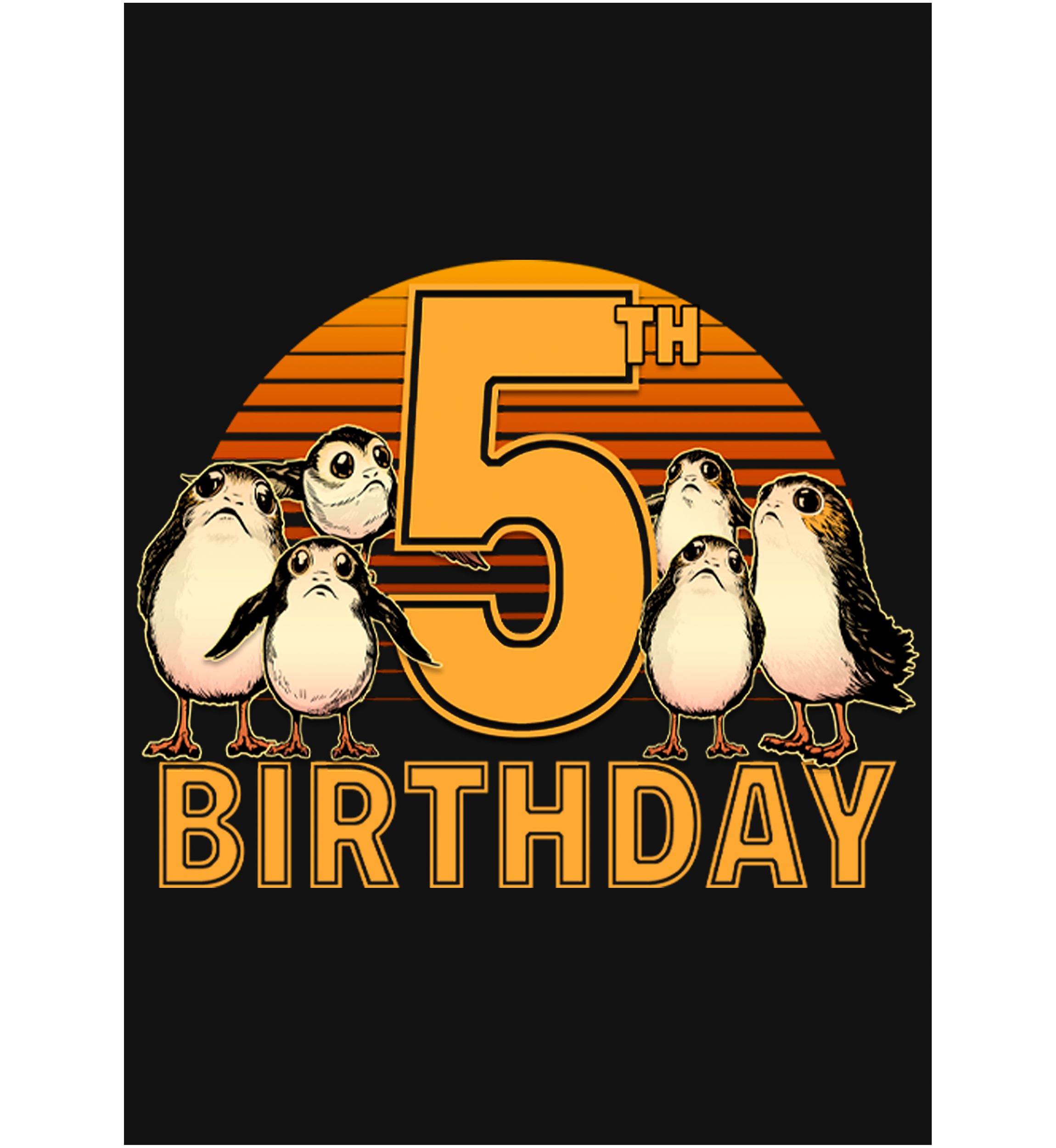 Girls 46x Star Wars 5th Birthday With Porgs Graphic Top