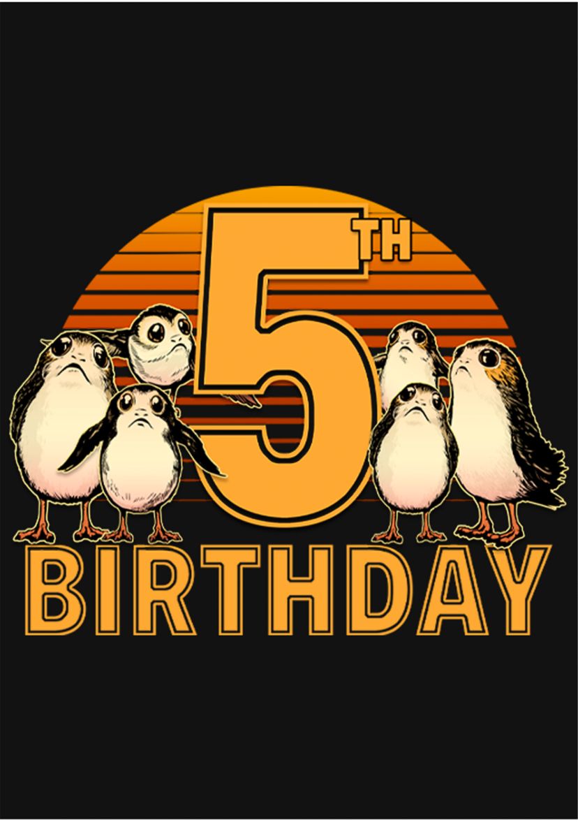 Girls 46x Star Wars 5th Birthday With Porgs Graphic Top