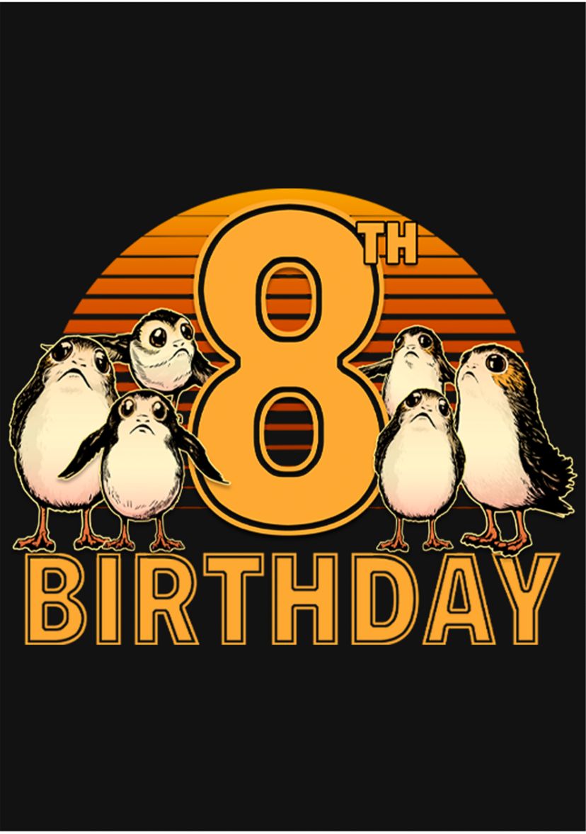 Girls 46x Star Wars 8th Birthday With Porgs Graphic Top