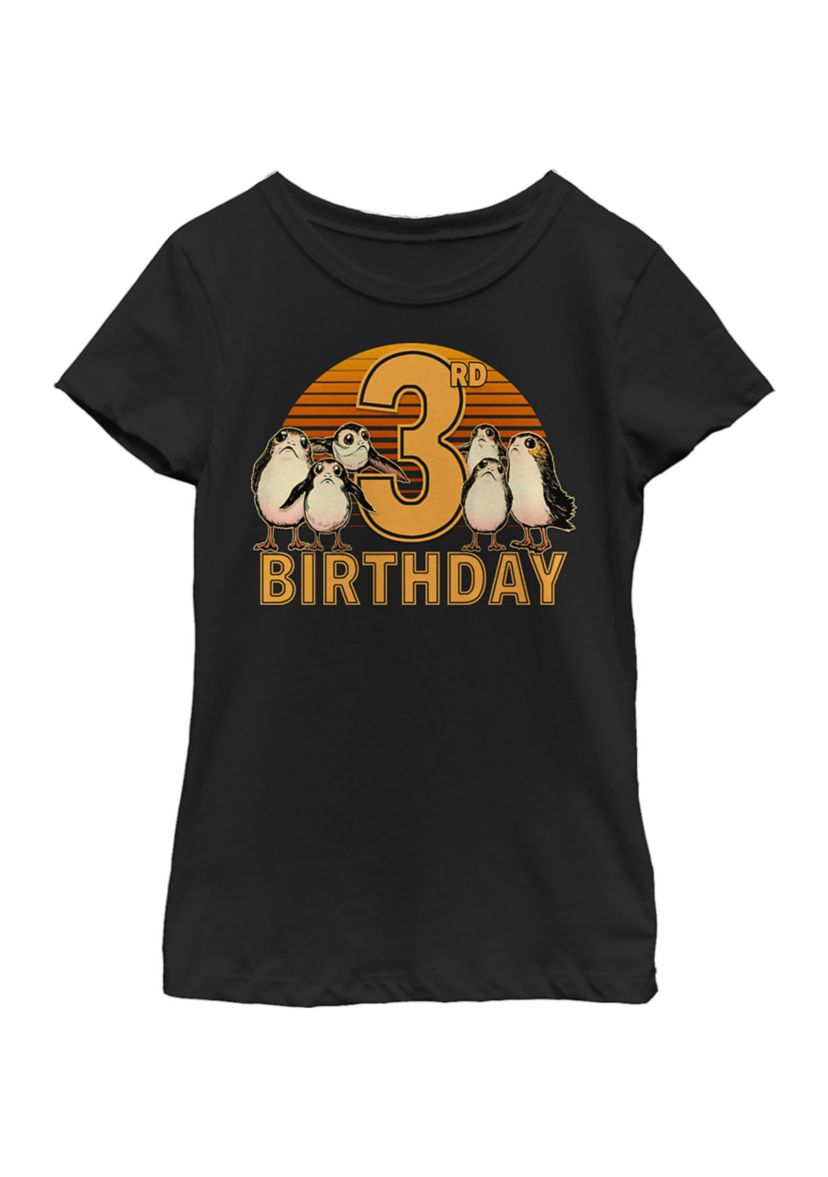 Girls 46x Star Wars 3rd Birthday With Porgs Graphic Top