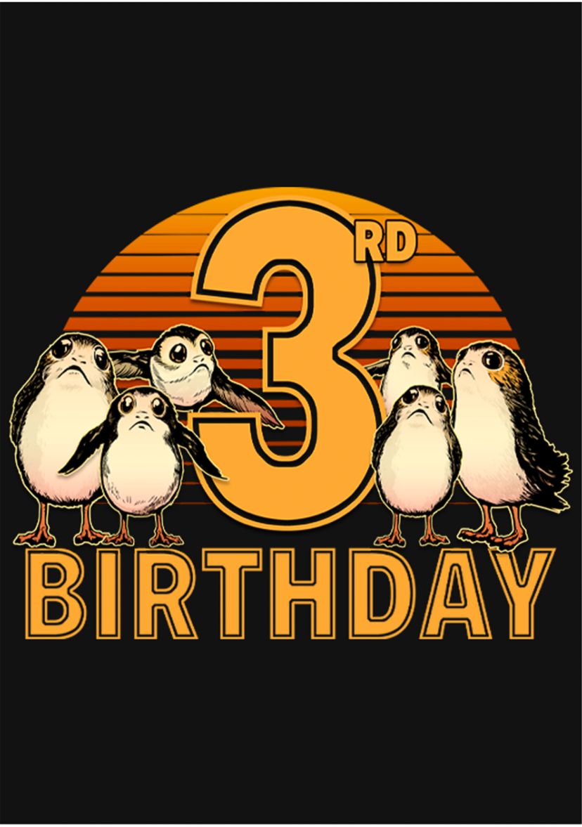 Girls 46x Star Wars 3rd Birthday With Porgs Graphic Top