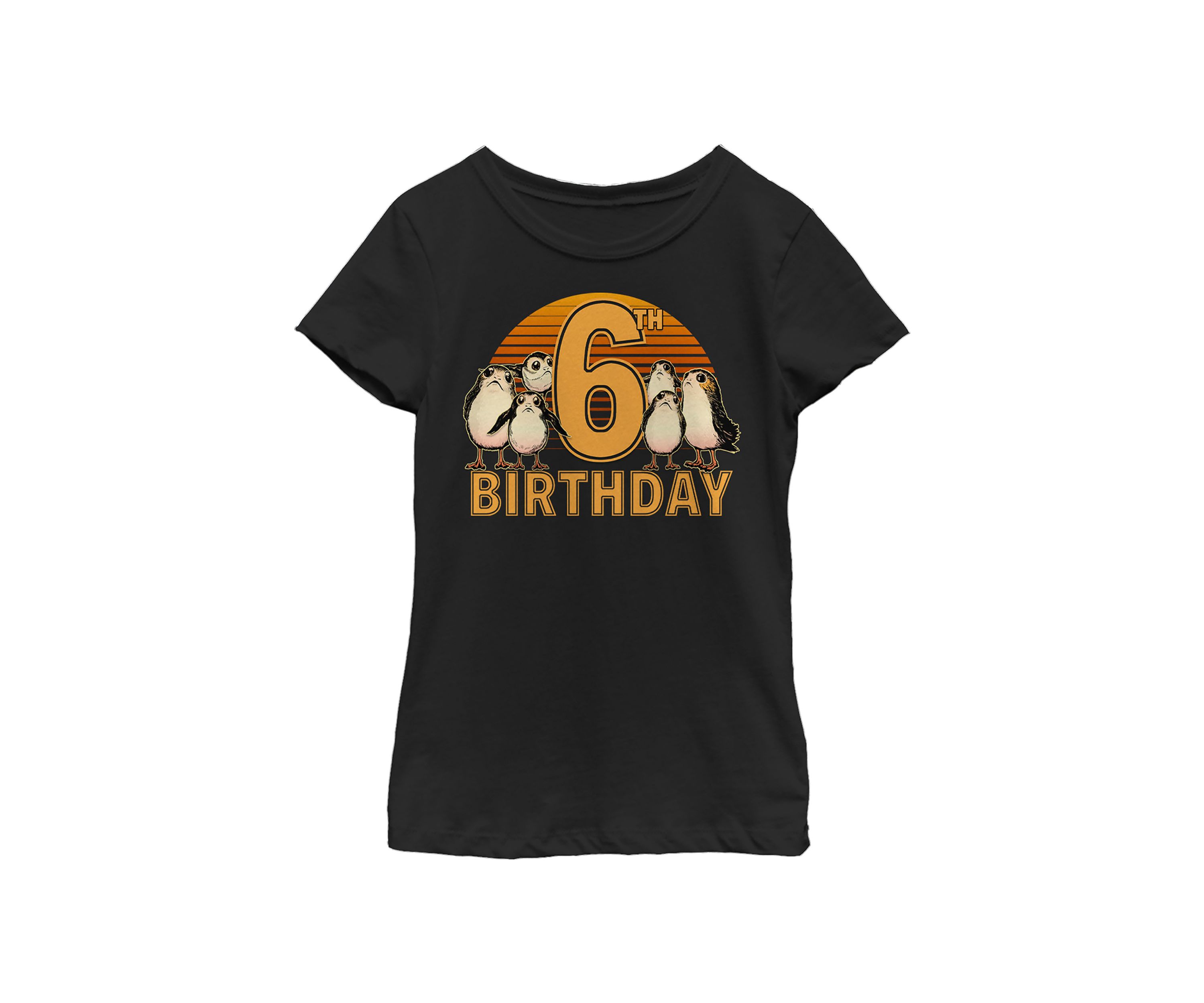 Girls 46x Star Wars 6th Birthday With Porgs Graphic Top