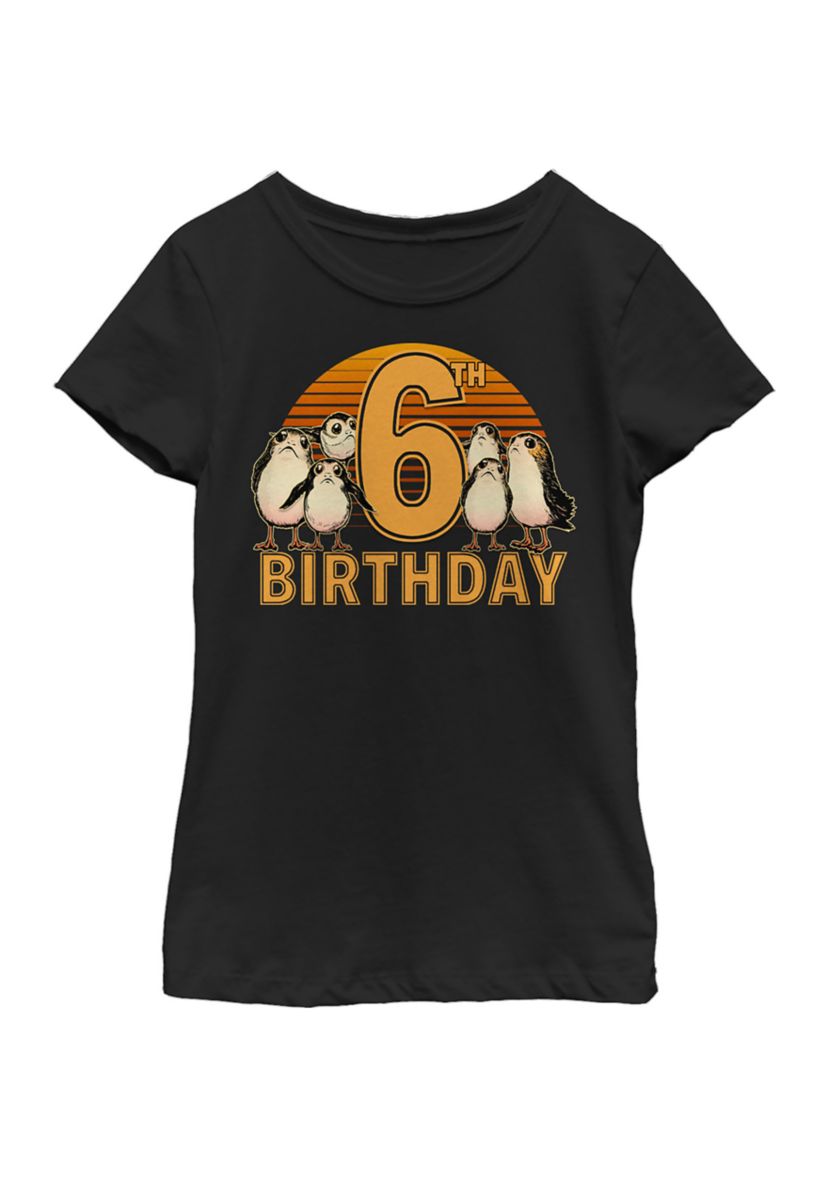 Girls 46x Star Wars 6th Birthday With Porgs Graphic Top