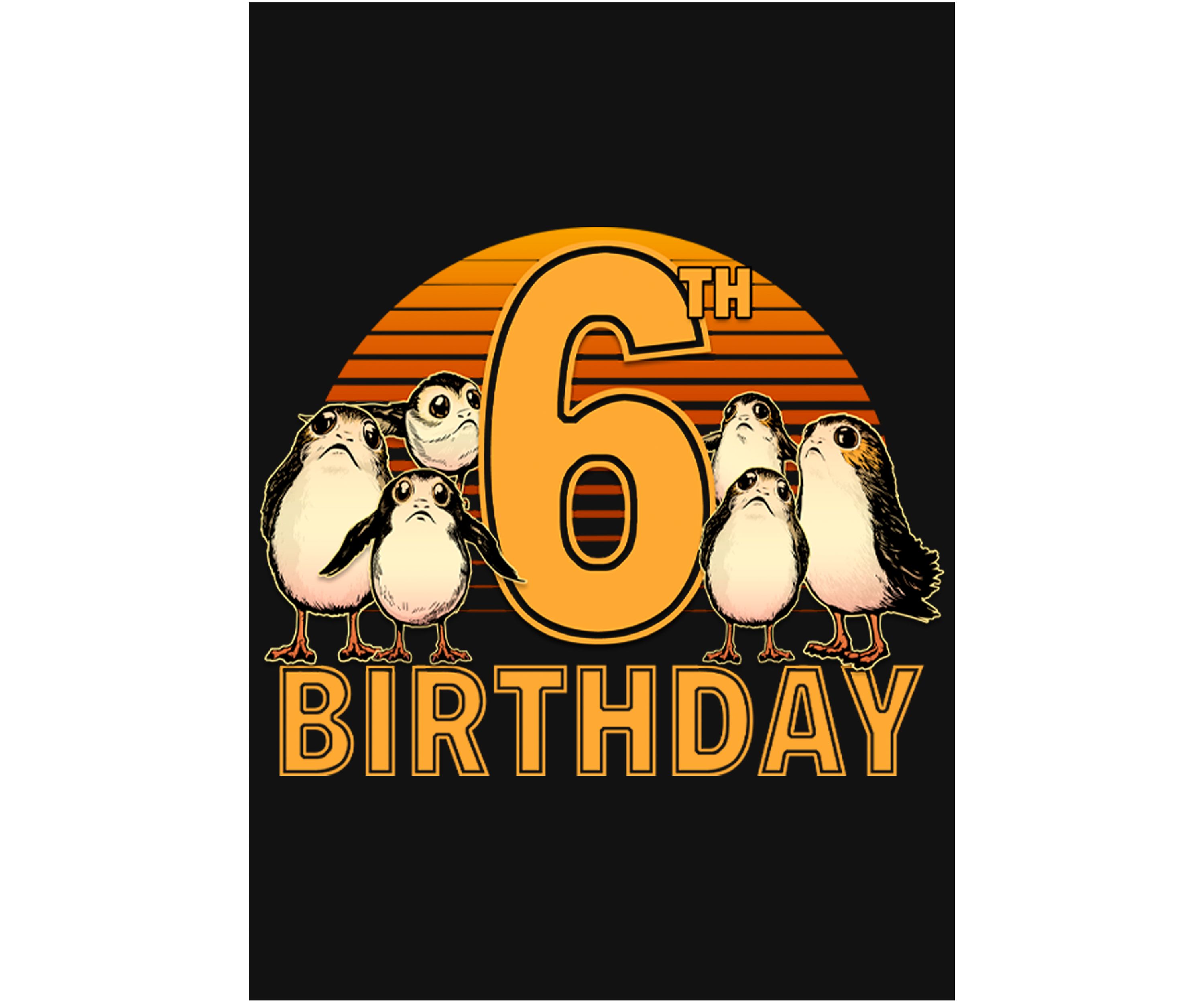 Girls 46x Star Wars 6th Birthday With Porgs Graphic Top