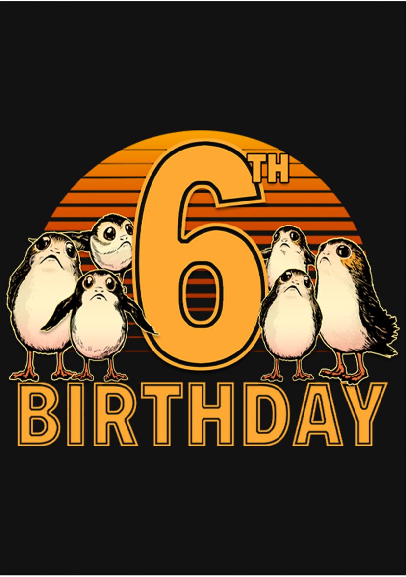Girls 46x Star Wars 6th Birthday With Porgs Graphic Top