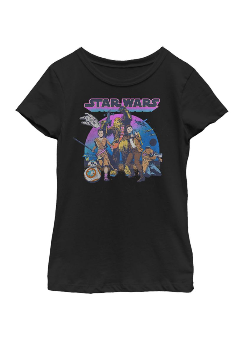 Girls 7-16 Jyn Erso, Han Solo, Chewbacca, Retro Color Short Sleeve Graphic T-Shirt
