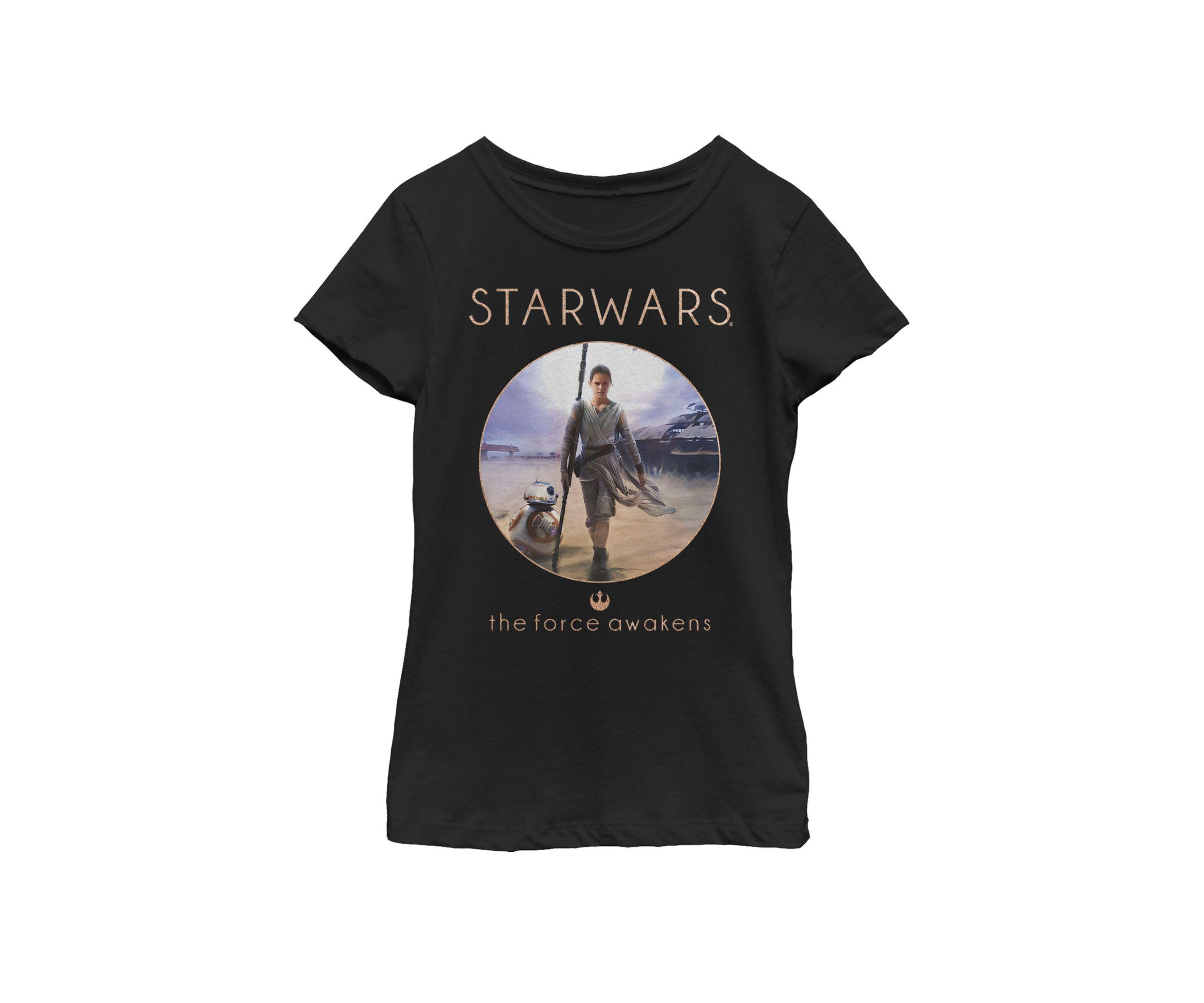 Girls 7-16 Rey BB-8 Episode 7 Jakku Poster Short Sleeve Graphic T-Shirt