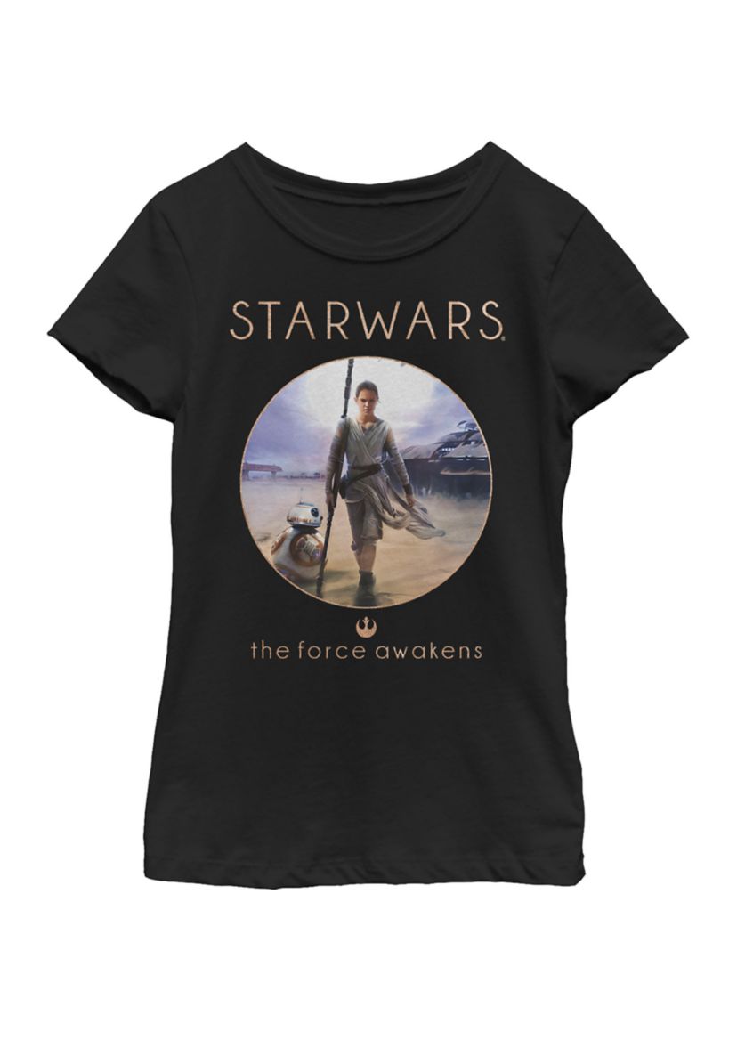 Girls 7-16 Rey BB-8 Episode 7 Jakku Poster Short Sleeve Graphic T-Shirt