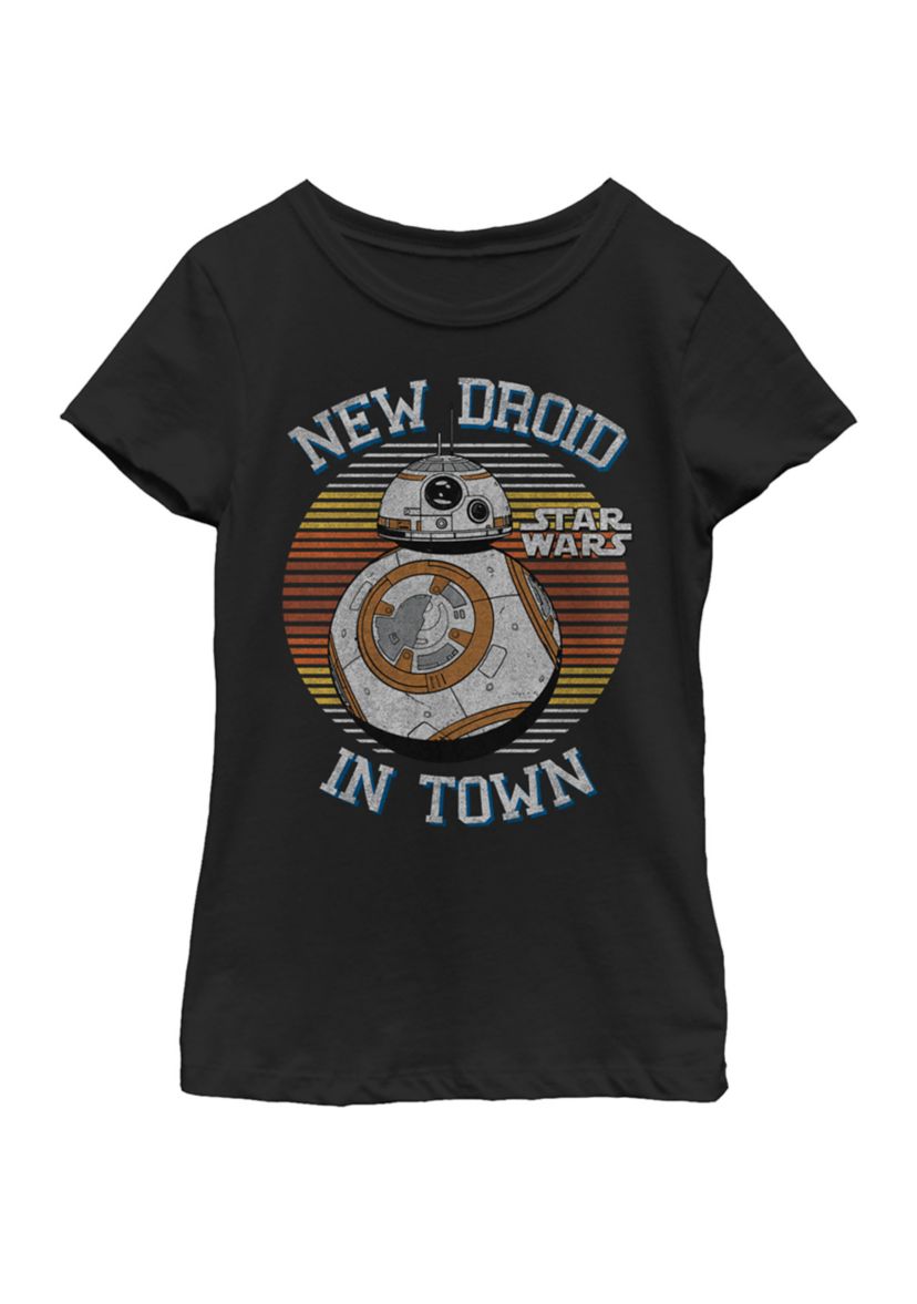  Girls 7-16 BB-8 Droid Robot Retro Short Sleeve Graphic T-Shirt 