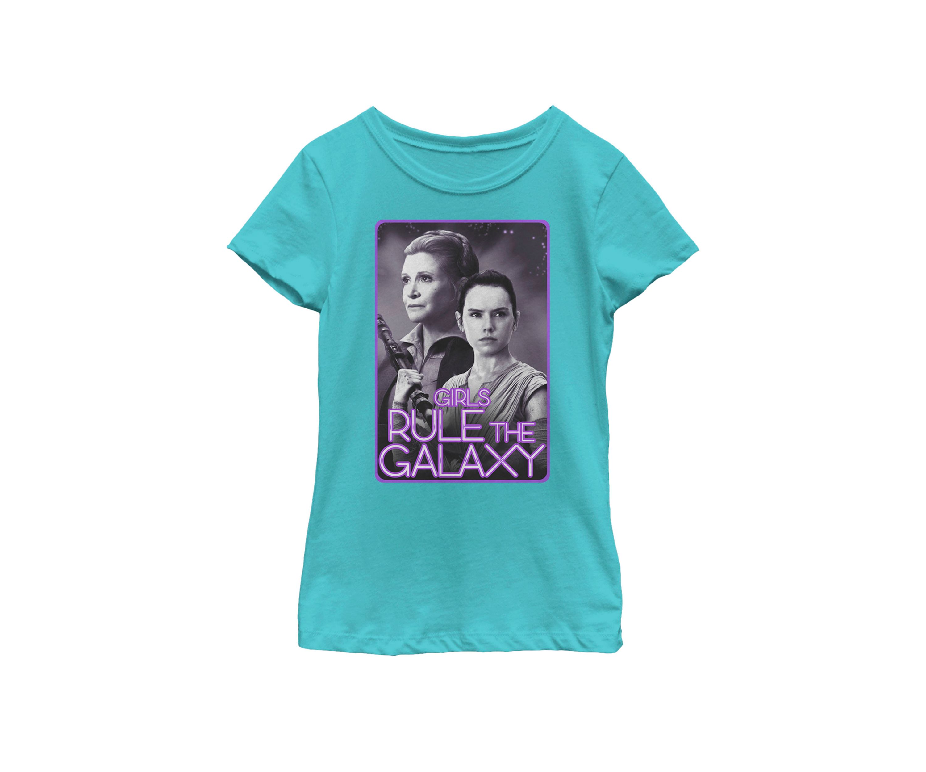  Girls 7-16 General Organa, Rey Episode 7 Sticker Short Sleeve Graphic T-Shirt 