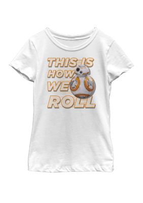 Star Wars Girls 7-16 BB 8 How We Roll Short Sleeve T-Shirt, White, Medium