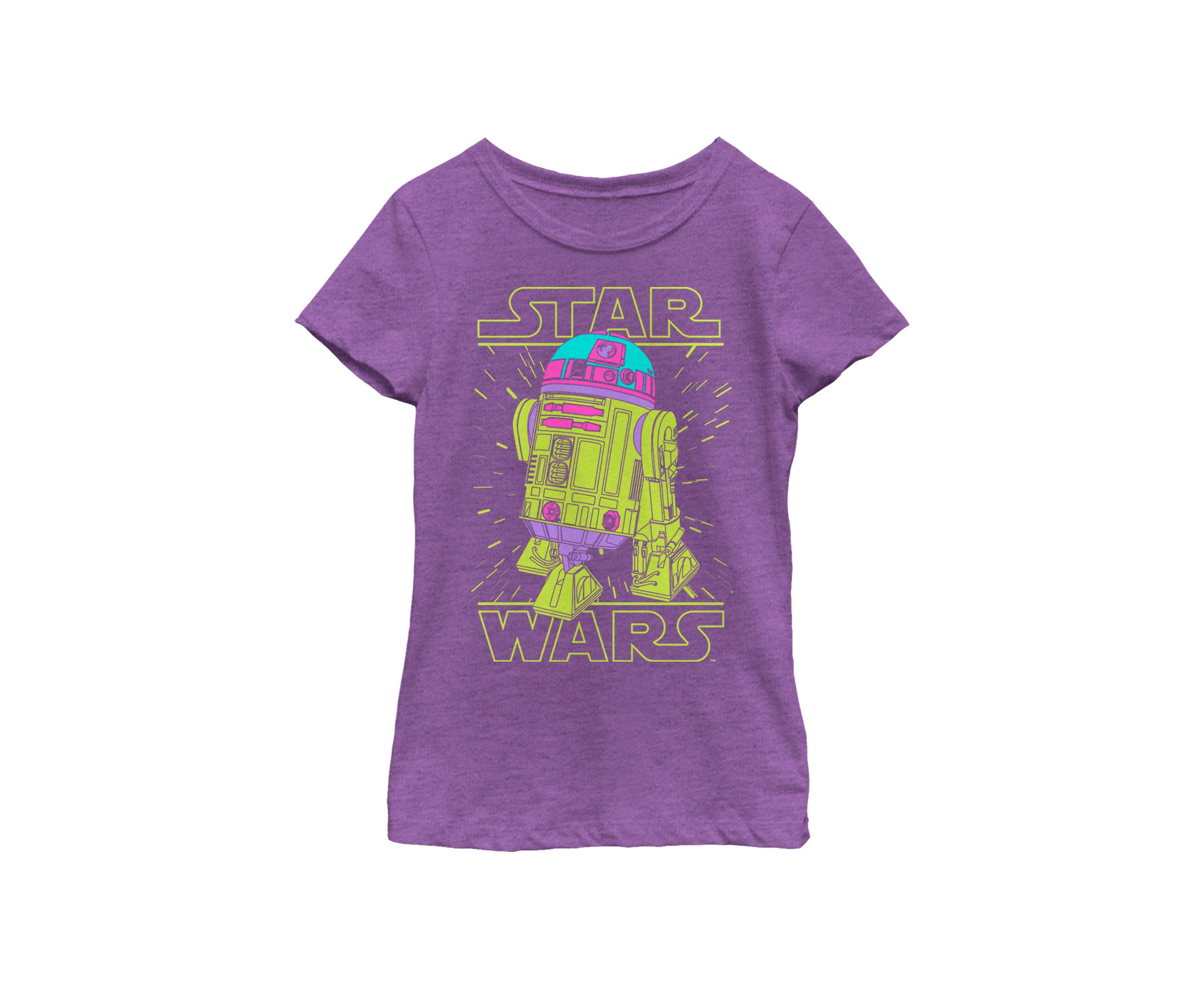  Girls 7-16 Neon R2-D2 Short Sleeve Graphic T-Shirt 