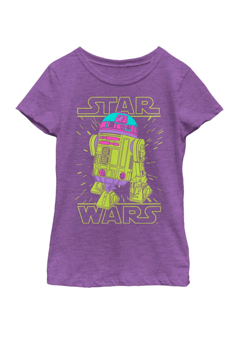  Girls 7-16 Neon R2-D2 Short Sleeve Graphic T-Shirt 