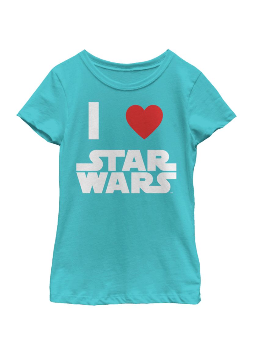 Girls 7-16 I Love Star Wars Short Sleeve Graphic T-Shirt 