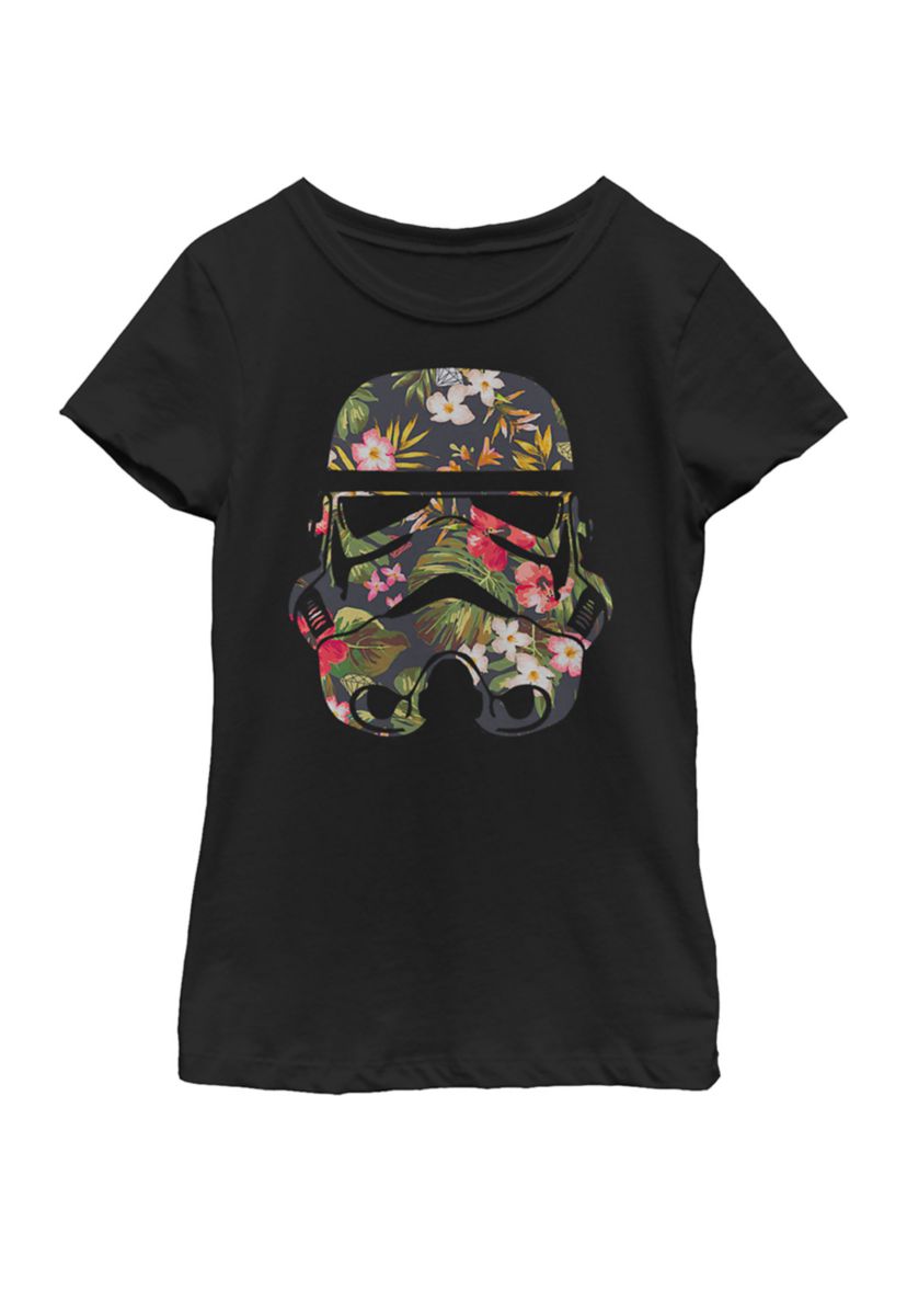  Girls 7-16 Tropical Stormtrooper Floral Print Short Sleeve Graphic T-Shirt 