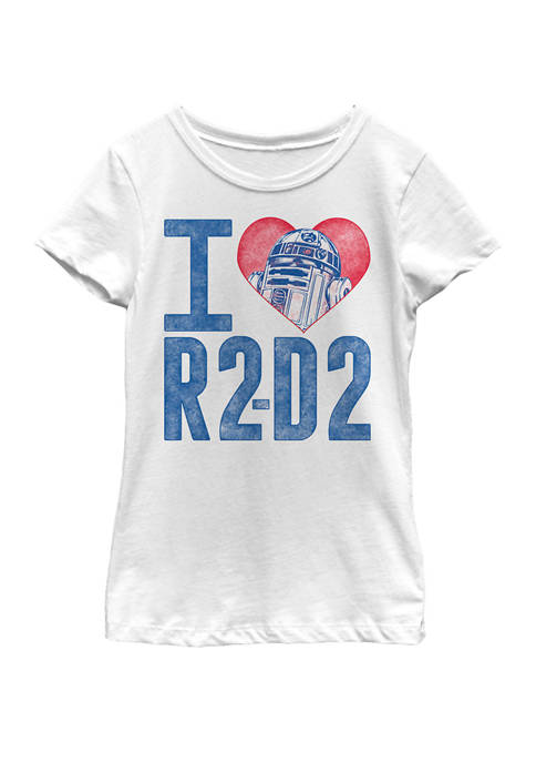 Girls 7-16 I Heart R2-D2 Color Crayon Short Sleeve Graphic T-Shirt 