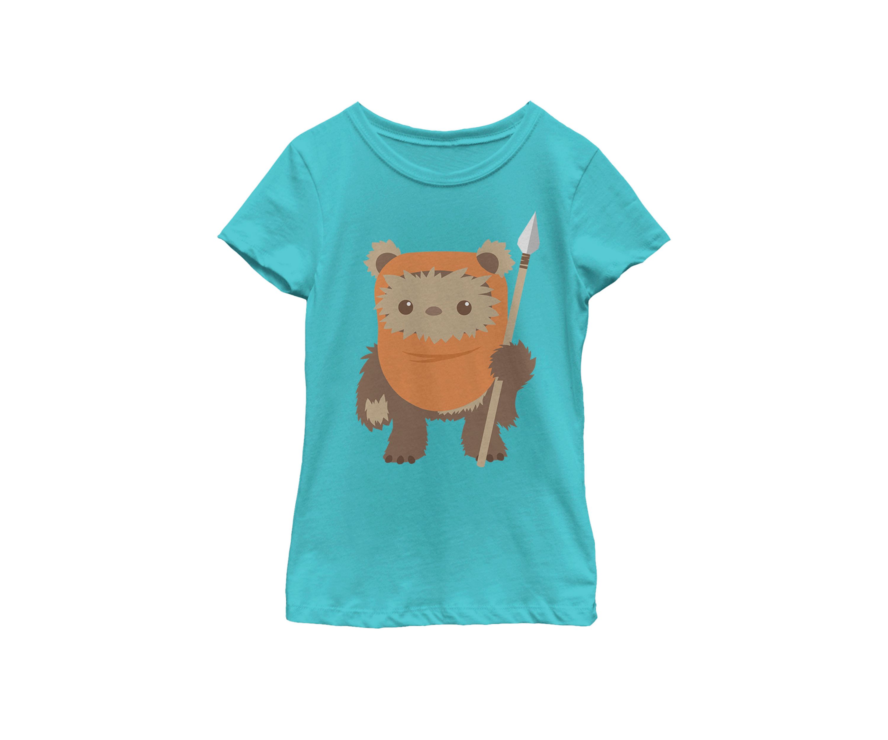  Girls 7-16 Wicket Ewok Chibi Kawaii Cute Short Sleeve Graphic T-Shirt 