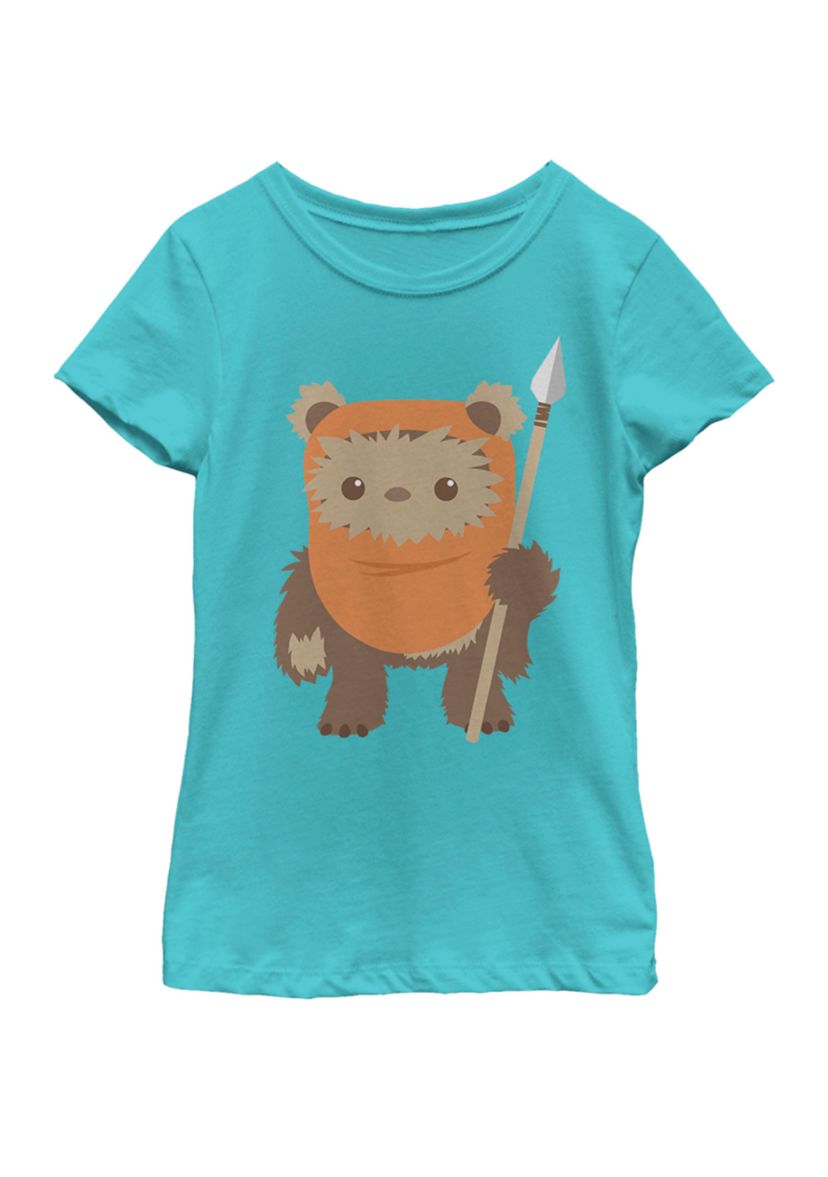  Girls 7-16 Wicket Ewok Chibi Kawaii Cute Short Sleeve Graphic T-Shirt 