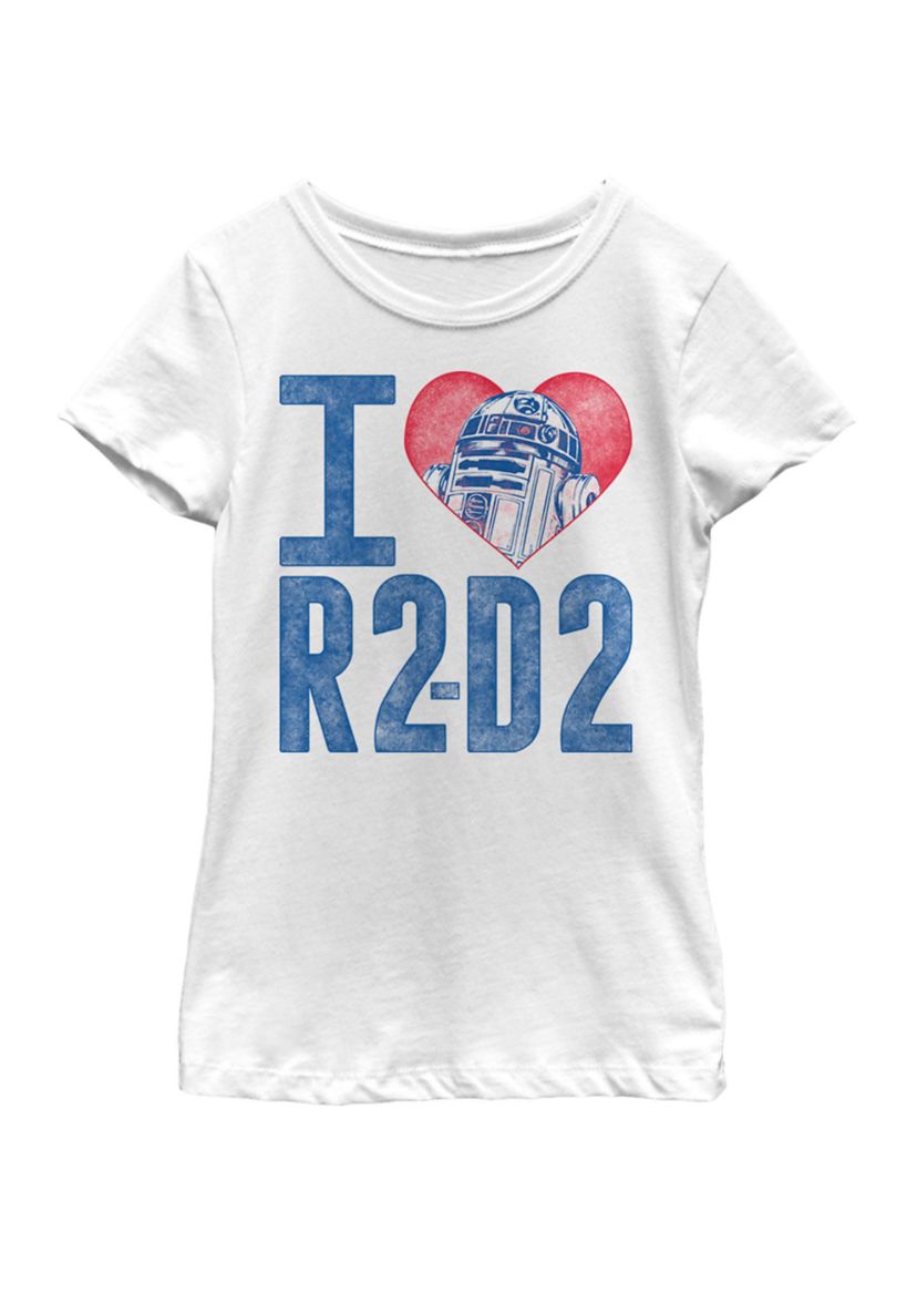  Girls 7-16 I Heart R2-D2 Color Crayon Short Sleeve Graphic T-Shirt 