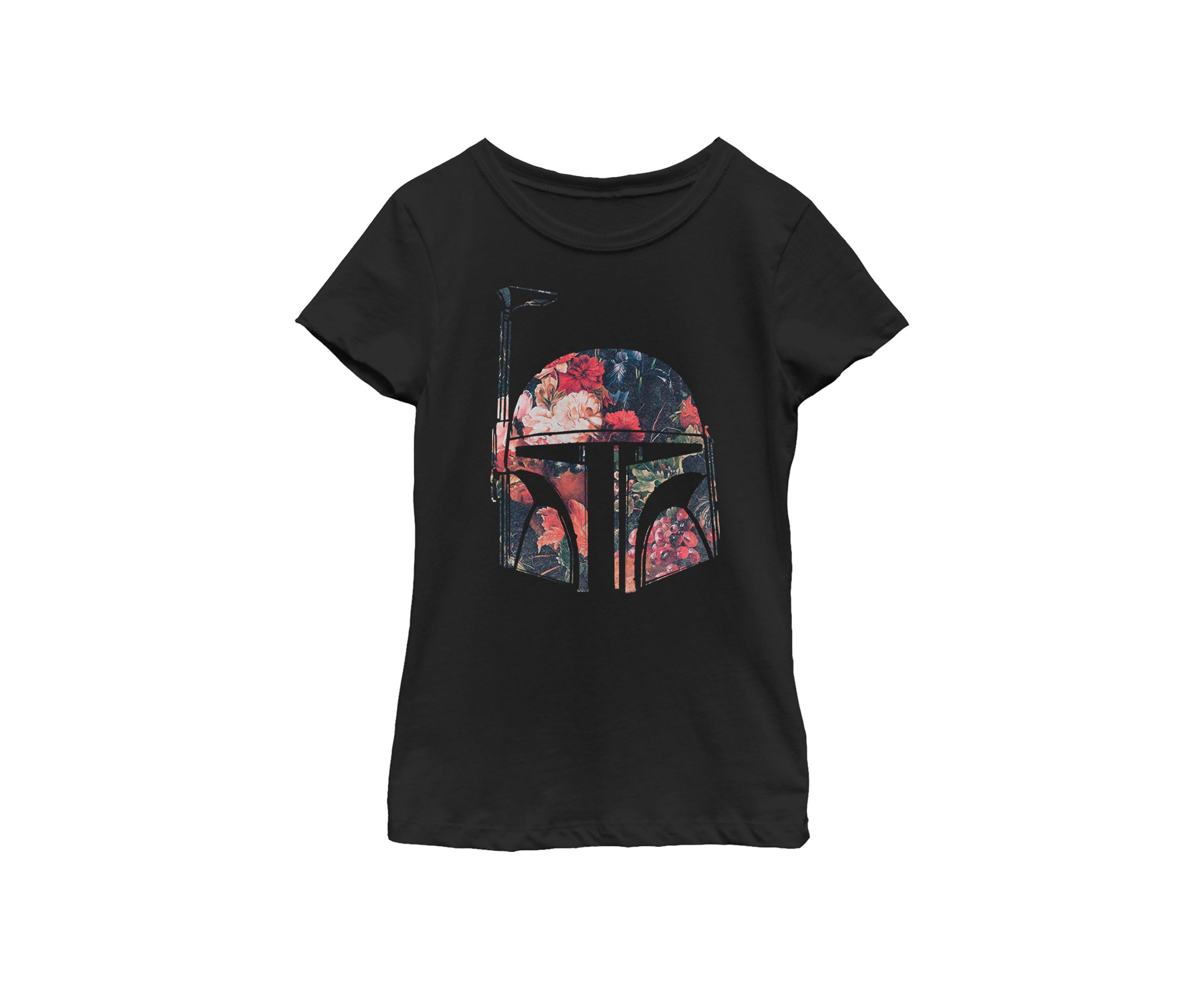 Girls 7-16 Boba Fett Floral Print Helmet Short Sleeve Graphic T-Shirt