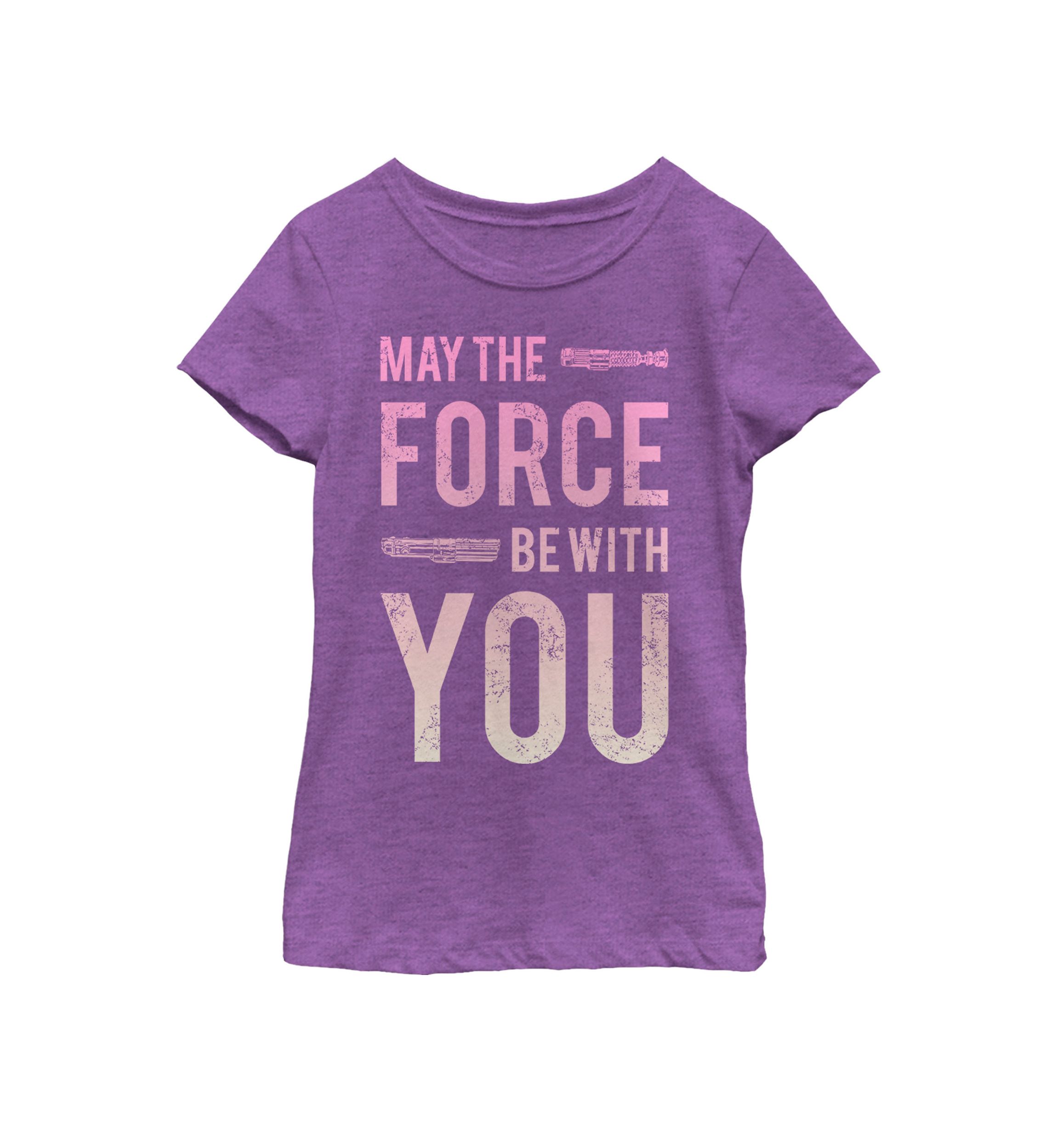  Girls 7-16 Force Be With You Lightsaber Short Sleeve Graphic T-Shirt